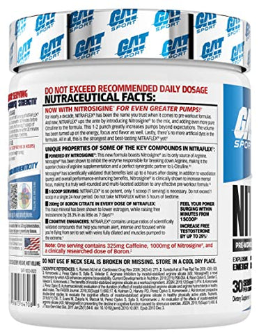 Nitraflex Advanced: Pó Pré-Treino, Aumenta Fluxo Sanguíneo, Potencializa Força e Energia, Melhora Desempenho nos Exercícios (Blue Raspberry, 30 Porções) - GAT SPORT