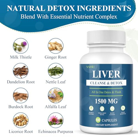 xxnic - Desintoxicação e Limpeza do Fígado – 120 Cápsulas (60Caps * 2) – Marca do Produto