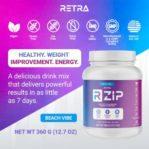 Detox Cleanse Zip Canister – Energético Vegano e Sem Glúten para Apoiar um Sistema Imunológico Já Saudável, Melhorar a Saúde Intestinal e o Humor – Sabor Beach Vibe – 375g - RETRA