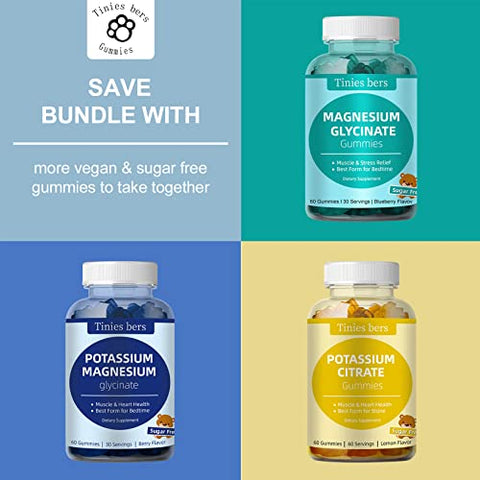 Tinies bers - Gomas de Potássio para Adultos e Crianças, Sem Açúcar, Apoio a Cãibras nas Pernas