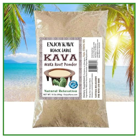 Enjoy Kava - Aproveite Kava® Pó de Raiz de Kava Nobre (16 Oz Bag) Bebida de Kava Herbal … Black Label – 100% Natural e Autêntico