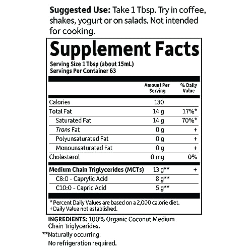 Óleo de Coco MCT Orgânico 100%% Garden of Life Dr. Formulated – 32 fl oz (946 ml), 13g MCTs, Keto