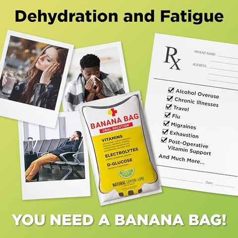 Banana Bag Oral Solution - Banana Bag Solução Oral – Fórmula de Hidratação e Recuperação do Farmacêutico – Eletrólitos – 500ml
