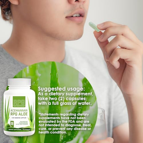RPG Super Coffee - RPG Acemannan Aloe Vera – Cápsulas de Aloe Vera em Pó para Suporte Imunológico e Intestinal – 60 Cápsulas (250 mg)