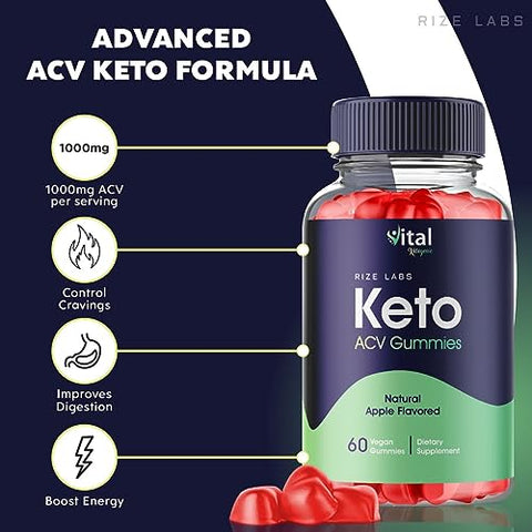 rize labs - (3 Pacotes) Gomas Vital Keto ACV, Gomas Cetogênicas Vital Keto para Perda de Peso Avançada – Gomas Vital Keto ACV Gomas Keto ACV para Emagrecimento da Barriga – Gomas Dietéticas de Goma de Gengibre AC – Avaliações de Gomas AC
