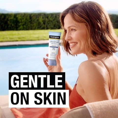 Protetor Solar Neutrogena Ultra Sheer FPS 70, Leve, Resistente à Água, Não Comedogênico