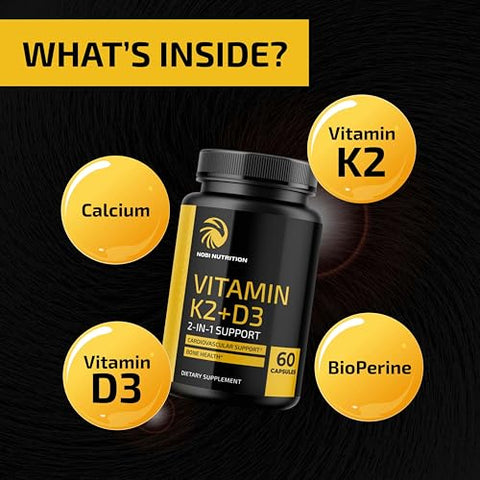 Nobi Nutrition - Vitamina D3 K2 5000 UI para Sistema Imunológico e Ossos Fortes – Marca: [Nome da Marca]