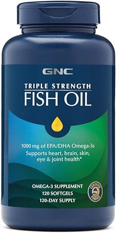 Ômega 3 Triplo Forte 1000mg, 120 Cápsulas, Suporte para Articulações, Pele, Olhos e Saúde Cardíaca - GNC