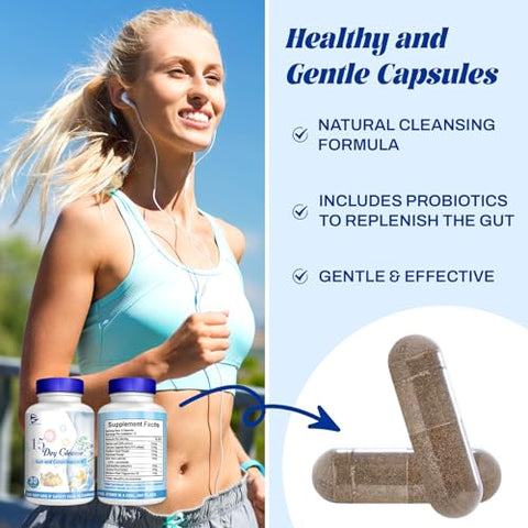 SAKQIY - 15 Dias Cleanse – Suporte para Intestino e Cólon, Cápsulas Dissolventes para Limpeza Intestinal, Cleanse Natural Slim, Cleansem Cólon