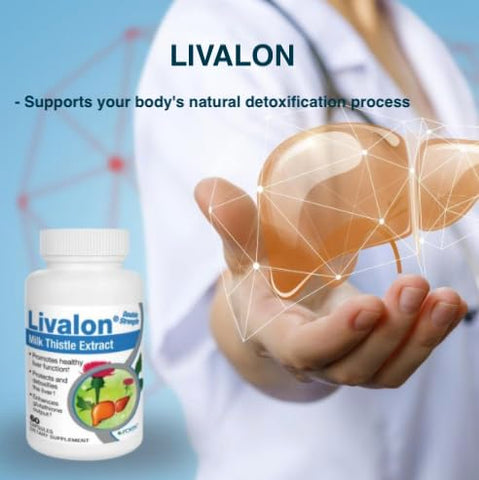 Vitamins | Livalon | Extrato de Cardo Mariano | 80% Silymarin | Desintoxicação Natural do Fígado | Cápsulas Vegetais | 60 Unidades - Roex