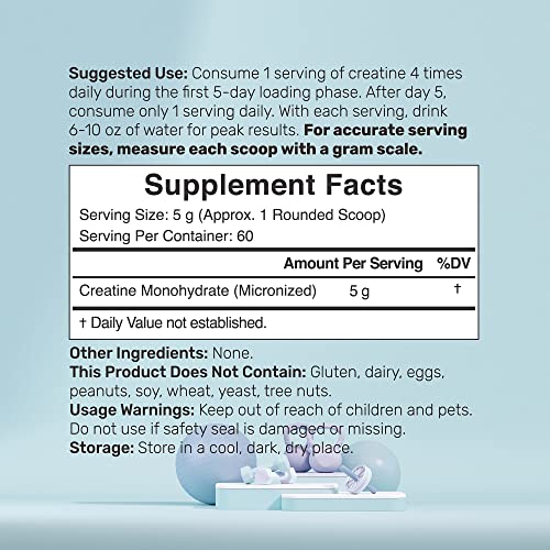 DEAL SUPPLEMENT - Creatina Monohidratada em Pó 300g (60 Porções), Sem Sabor | Pura | Creatina Micronizada em Pó, 5000mg (5g) por Porção, Suprimento de 2 Meses, Vegano | Keto, Não-OGM, Sem Preenchedores, Sem