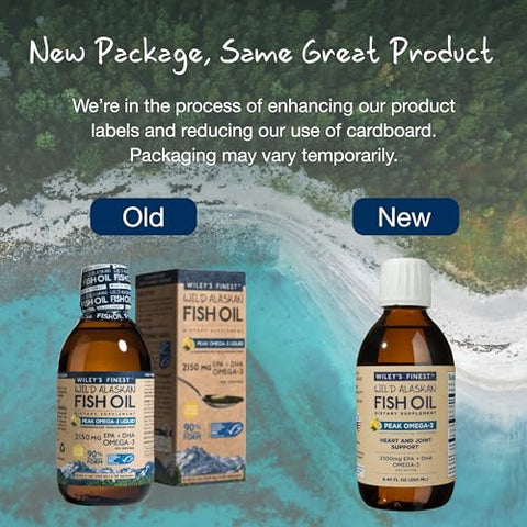 Wiley's Finest - Wiley’s Finest Ômega-3 Líquido de Óleo de Peixe Selvagem do Alasca – 2300mg EPA e DHA Ômega-3s – Sabor Limão – 250ml (50 Porções)