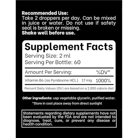 Think Above - Suplemento Líquido de Vitamina B6 Pyridoxine, Frasco de Vidro 120 ml – Marca em Destaque