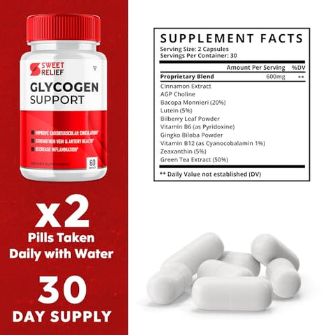 Fyvus - (3 Pacotes) Sweet Relief Suporte de Glicogênio para Articulações e Limpeza de Vasos Sanguíneos, Cápsulas de Suplemento Sweetrelief Glycogen Support, Glucogen O Neil Glyco Optimizer Limpeza e Controle