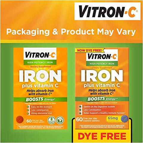 Vitron-C - Vitron C – Suplemento de Ferro de Alta Potência em Comprimidos – 60 Ta