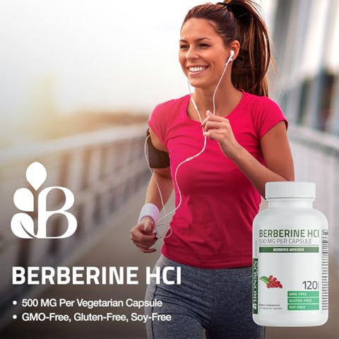 Berberine HCI 500 MG – 120 Cápsulas Vegetarianas de Berberis Aristata – Não-OGM - Bronson