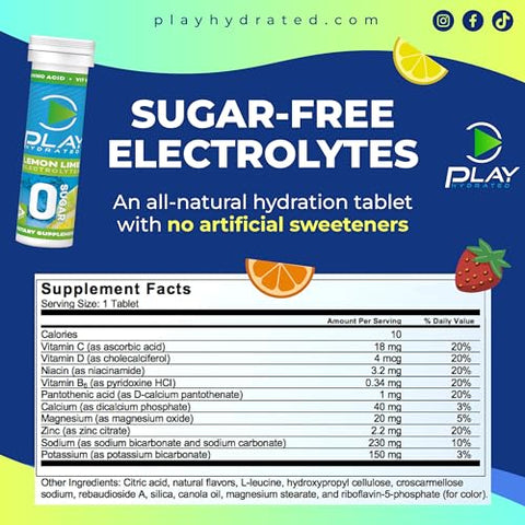 Play Hydrated - Tabletes de Eletrólitos Naturais – Marca do Produto – 100g