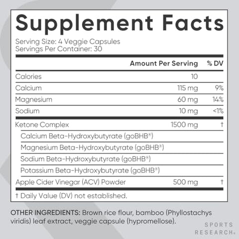 Keto Plus ACV Capsules – Suporte para dieta com 500mg de Vinagre de Maçã - Sports Research