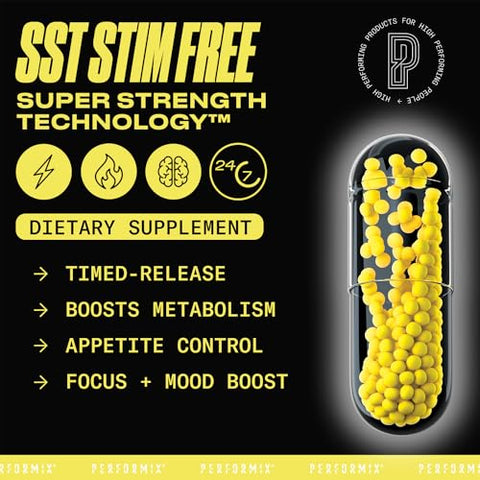SST Stim Free – Energizante sem Estimulantes, Supressor de Apetite – 60 cápsulas - PERFORMIX