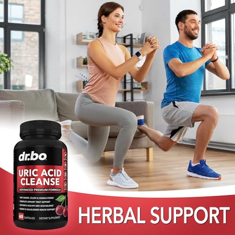 DR. BO - Suplemento de Suporte à Limpeza do Ácido Úrico – Suplementos Herbais para os Rins com Chanca Piedra, Salsão