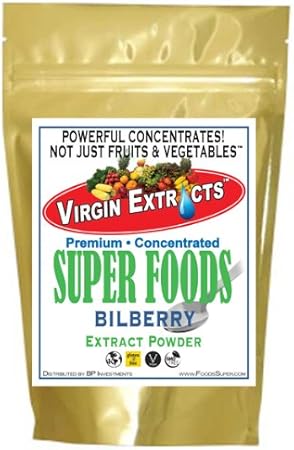 Virgin Extracts - Pó Concentrado de Mirtilo Orgânico Liofilizado Premium TM Pure 4:1 (4x mais forte) – 454g