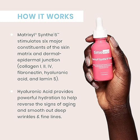Serum Matrixyl Synthe’6 – Serum Facial para Cuidados com a Pele – Serum Matrixyl com Ácido Hialurônico para Hidratação da Pele – Cuidados Pessoais com a Pele – 120ml - Timeless Skin Care