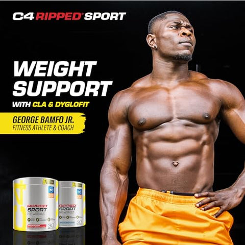 C4 Ripped Sport Pré-Treino em Pó Sabor Frutas Vermelhas – Certificado NSF para Esportes, Energético Pré-Treino Sem Açúcar para Homens - Cellucor