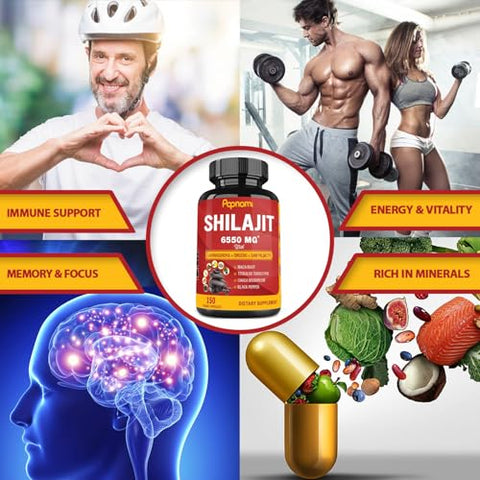 Papnami - Shilajit Himalaia Suplemento 6550mg para Homens – Energia e Vitalidade