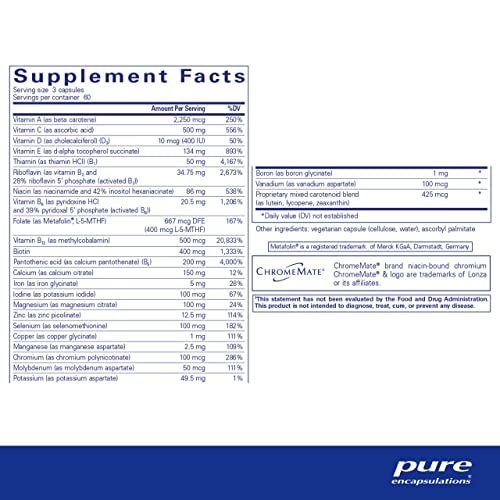 Nutrient 950 | Suplemento Multivitamínico Mineral para Suporte de Funções Fisiológicas e um Estilo de Vida Saudável* | 180 Cápsulas - Pure Encapsulations
