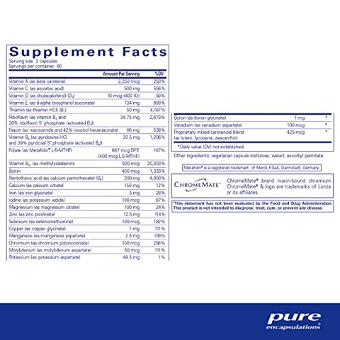 Nutrient 950 | Suplemento Multivitamínico Mineral para Suporte de Funções Fisiológicas e um Estilo de Vida Saudável* | 180 Cápsulas - Pure Encapsulations