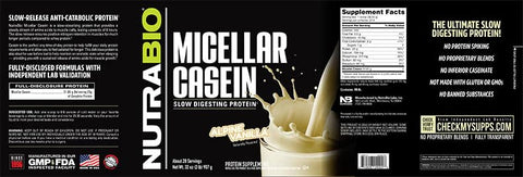 Proteína em Pó de Caseína Micelar – Sabor Morango – Digestão Lenta – Crescimento Muscular – Aminoácidos Essenciais – Não-OGM – Sem Glúten - NutraBio