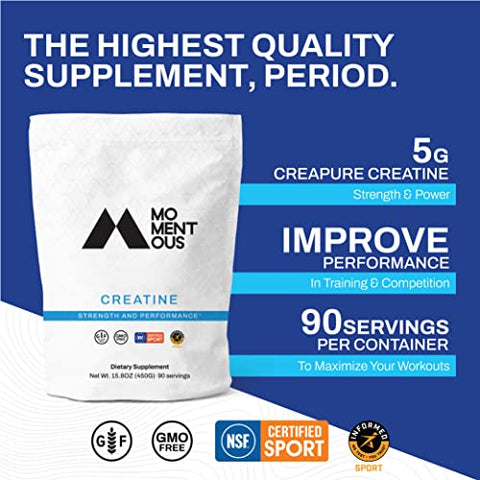 Creatine Monohydrate Powder – Performance Creapure – Suporte Muscular – Aumenta Energia – Para Mulheres – 100g - Momentous