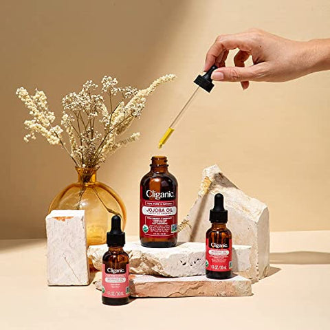 Óleo de Jojoba Cliganic Non-GMO, a Granel 473ml | 100% Puro, Natural, Extraído a Frio, Não Refinado, Livre de Hexano para Cabelos