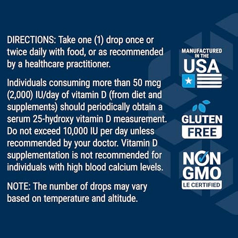 Vitamina D3 Líquida (Menta), 50 mcg (2000 UI), Suporte ao Sistema Imunológico, Saúde Óssea, Saúde Integral, Sabor Refrescante de Hortelã-Pimenta, Sem Glúten, Não-OGM, 29.57 ml - Life Extension
