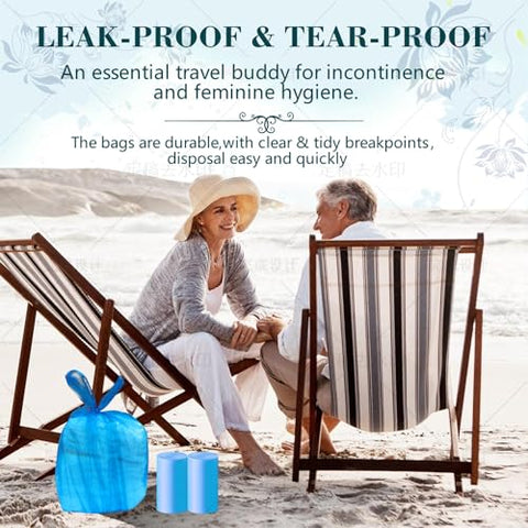 Dergik - Sacolas Descartáveis para Fraldas de Adulto Grandes (45cm x 58cm), 96 Unidades, Perfumadas, Discretas para Descarte de Resíduos de Idosos, Sacos para Lixo de Fraldas de Bebê, Descarte Higiênico em Casa e Viagens, Azul