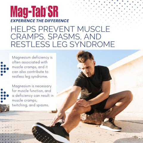 MAG-TAB SR - Mag-Tab SR 100 Comprimidos – Liberação Estendida de Lactato de Magnésio para Absorção 10x Melhor – Suporte para Sono, Cãibras Musculares e Deficiência de Magnésio