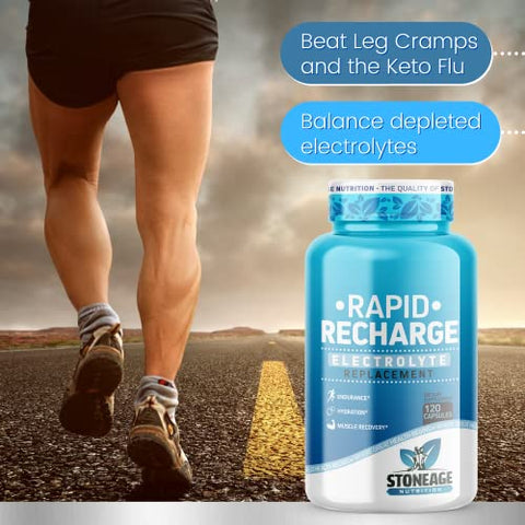 StoneAge Nutrition - Pílulas de Eletrólitos – 120 Cápsulas – Suporte para Síndrome de POTS, Comprimidos de Sal – Suplementos de Eletrólitos Keto, Hidratação Rápida, Resistência, Recuperação da Desidratação – Livre de GMO