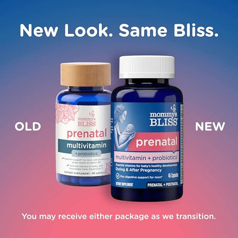 Mommy's Bliss - Mommy’s Bliss – Multivitamínico Probiótico Pré-Natal para Mulheres c/ Ácido Fólico, Apoia o Desenvolvimento do Bebê