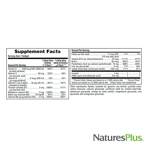 Natures Plus - NaturesPlus Vita-Gels Infantil – 90 Cápsulas Softgels Fáceis de Engolir – Sabor Natural de Laranja – Multivitamínico Infantil
