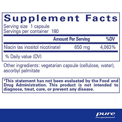 Niacitol 650 mg | Suporte à Digestão, Síntese Hormonal e Formação de Tecidos | 180 Cápsulas - Pure Encapsulations