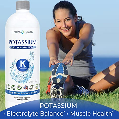 Suplemento Líquido de Potássio Iônico para Reposição de Eletrólitos e Suporte Metabólico | 600 MG | Sem Glúten, Sem Açúcar e Amigo da Dieta Keto | Suplemento Alimentar - Eniva Health