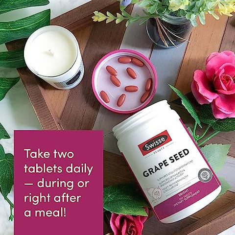 Extrato de Semente de Uva Cápsulas Antioxidante | Suplemento Herbal de Polifenóis de Uva | Vitamina C Antioxidante | Promove a Saúde da Pele - Swisse