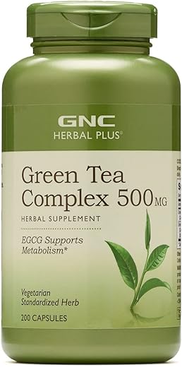 Herbal Plus Green Tea Complex 500mg – 200 Cápsulas Vegetarianas – Suporte ao Metabolismo - GNC