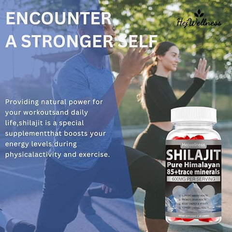 HejWellness - Gummies de Shilajit Orgânico – Puro Shilajit Himalaia com 85 Minerais Traços, Ácido Fúlvico | Marca: Organic Shilajit