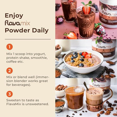 FlavaNaturals - FlavaMix Performance | Pó de Cacau com 900mg de Flavanóis de Cacau | Promove a Saúde Cardíaca