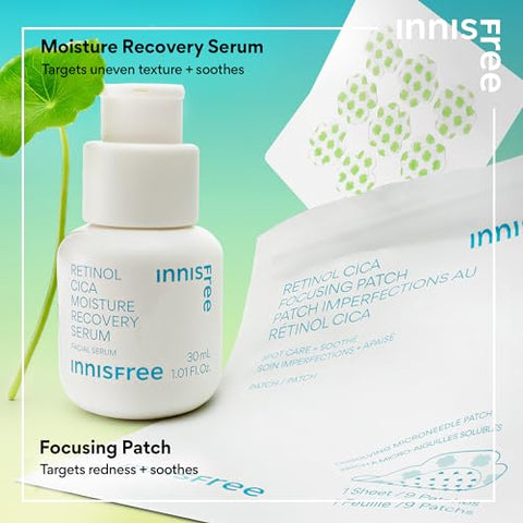 innisfree Serum de Recuperação de Hidratação Retinol Cica com Ácido Salicílico e Cica, Serum Calmante Coreano Suave (Embalagem Pode Variar)
