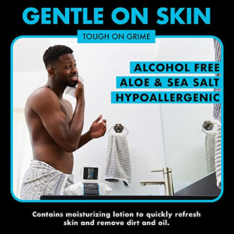 Lenços para Rosto e Corpo – 3 Pacotes, 90 Lenços – Lenços sem Fragrância com Sal Marinho - DUDE Wipes