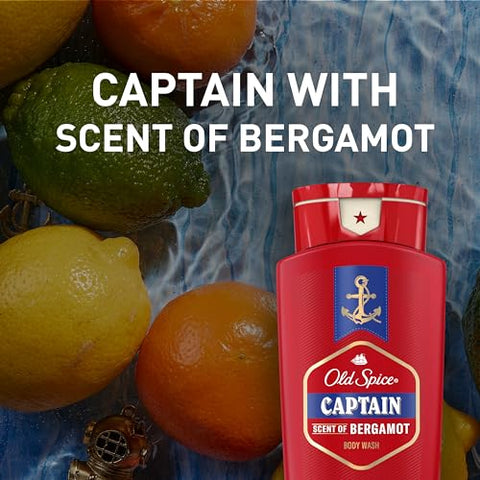 Red Collection Body Wash for Men – Fragrância Capitão – 710 ml (Pacote com 4 unidades) - Old Spice
