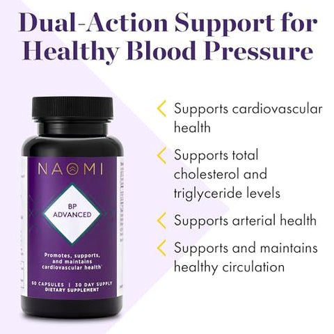 BP Advanced: Suporte para Saúde Cardiovascular e Circulatória, Extrato de Folha de Oliveira 1000mg, Vitamina K2 180mcg (Pequeno, 60 Unidades) - NAOMI