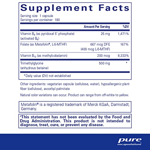 Homocysteine Factors | Suporte para Níveis Normais de Homocisteína e Saúde Cardiovascular* | 180 Cápsulas - Pure Encapsulations